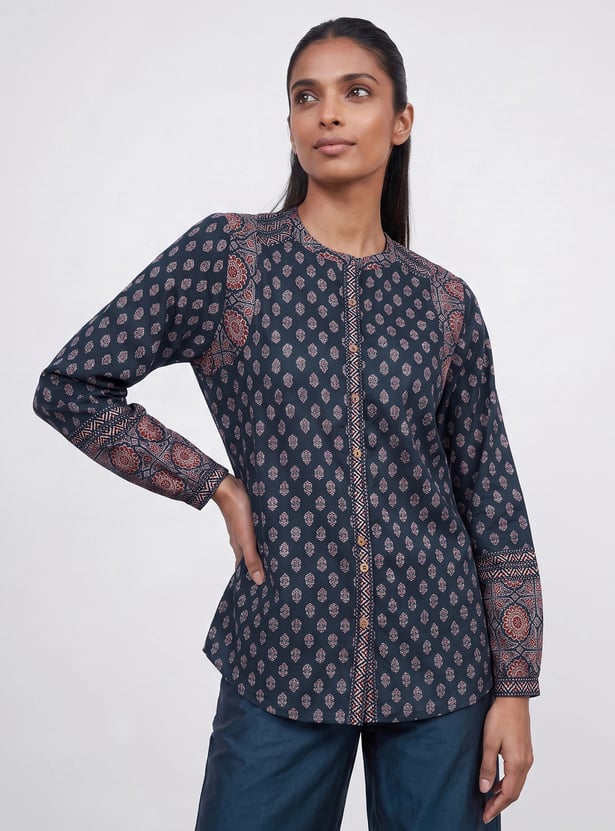 MELANGE Ethnic Motif Print Top