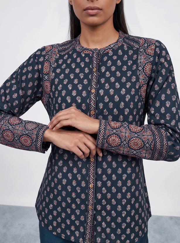 MELANGE Ethnic Motif Print Top