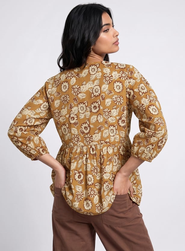 MELANGE Floral Print V-Neck Top