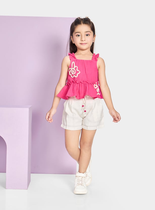 PEPPERMINT Girls Embroidered Top with Shorts