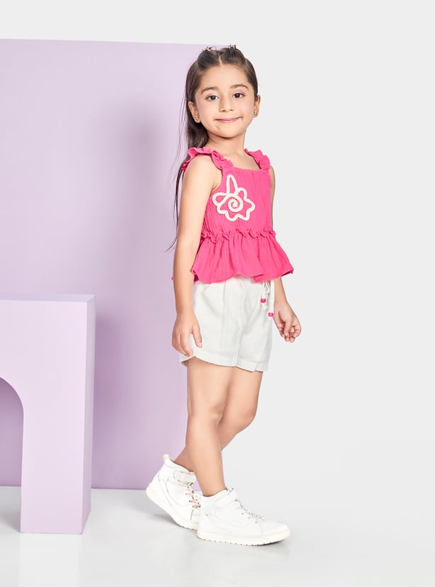 PEPPERMINT Girls Embroidered Top with Shorts