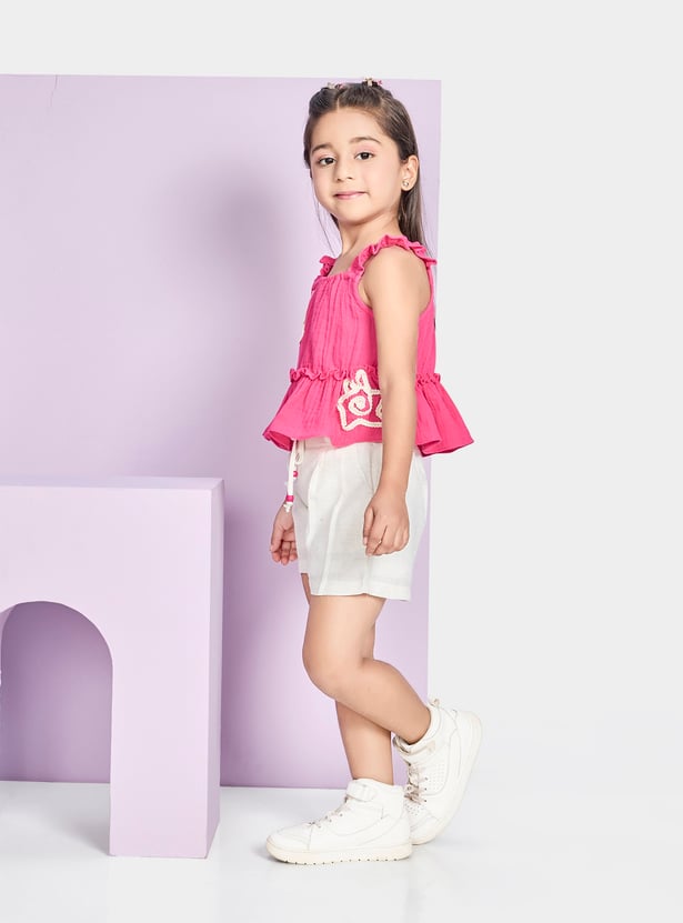 PEPPERMINT Girls Embroidered Top with Shorts