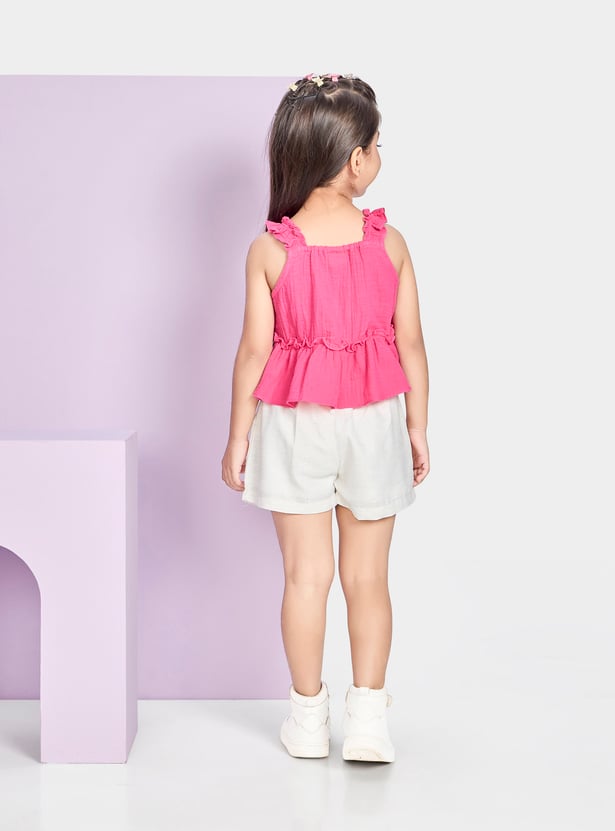 PEPPERMINT Girls Embroidered Top with Shorts