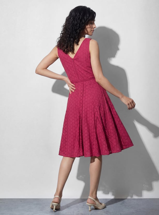 CODE Embroidered Fit & Flare Dress