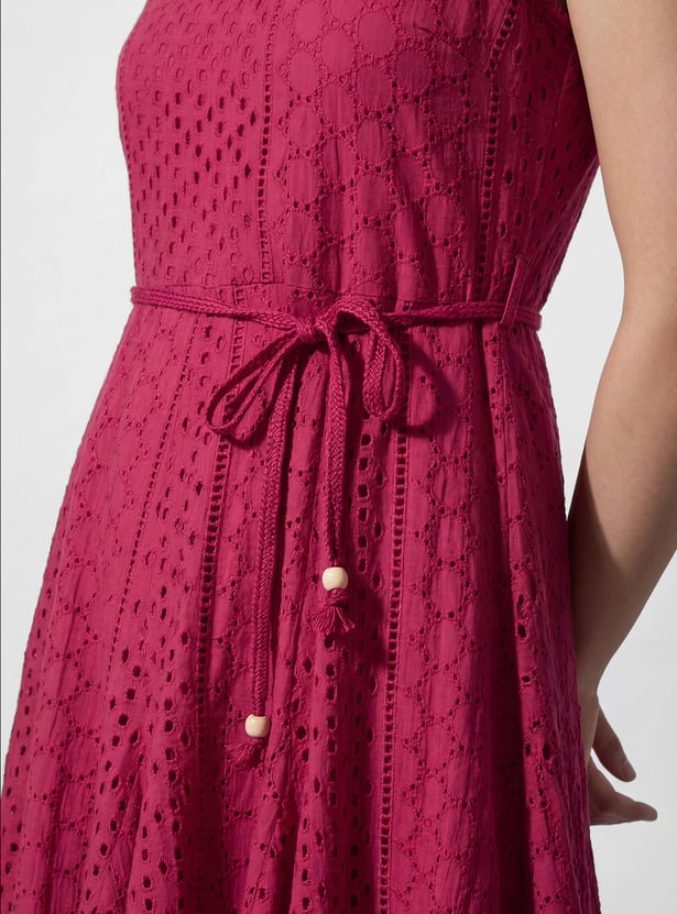 CODE Embroidered Fit & Flare Dress