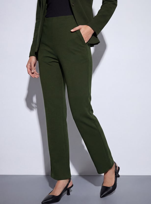 CODE Solid Flat Front Trousers
