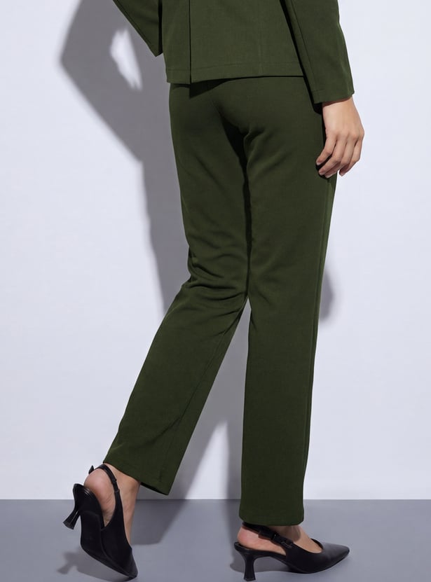 CODE Solid Flat Front Trousers