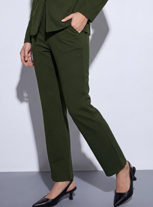 CODE Solid Flat Front Trousers