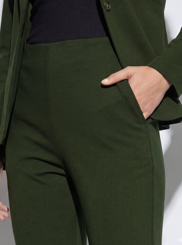 CODE Solid Flat Front Trousers
