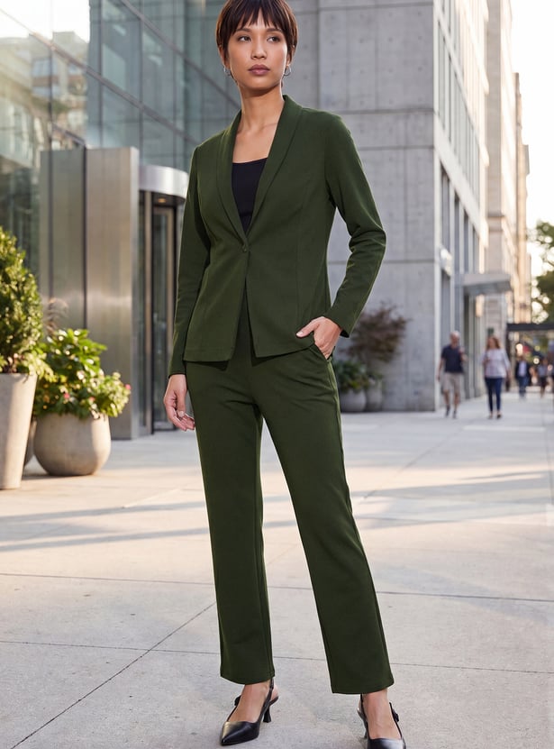 CODE Solid Flat Front Trousers