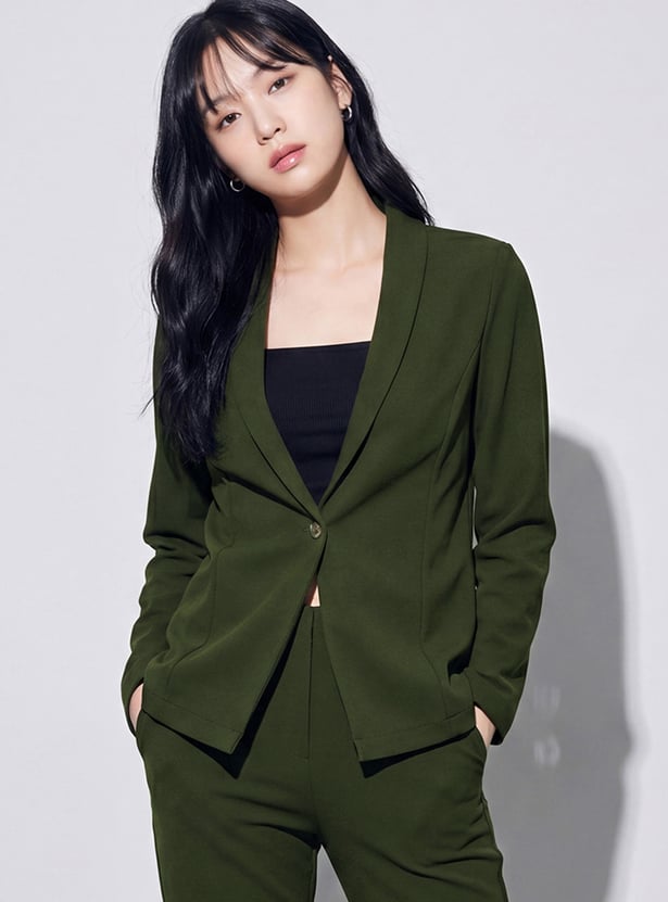 CODE Solid Single Breasted Blazer