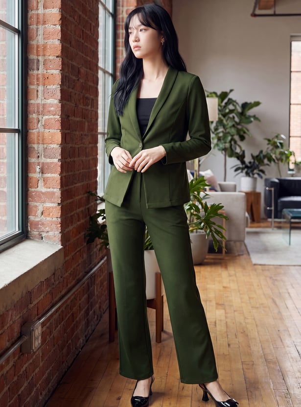 CODE Solid Single Breasted Blazer