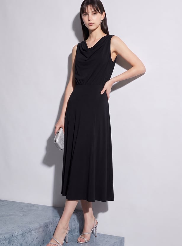 CODE Solid Fit & Flare Dress