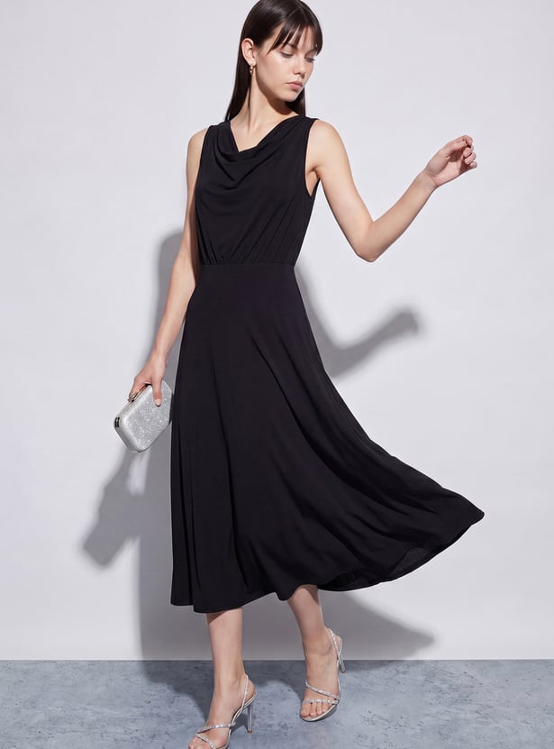 CODE Solid Fit & Flare Dress