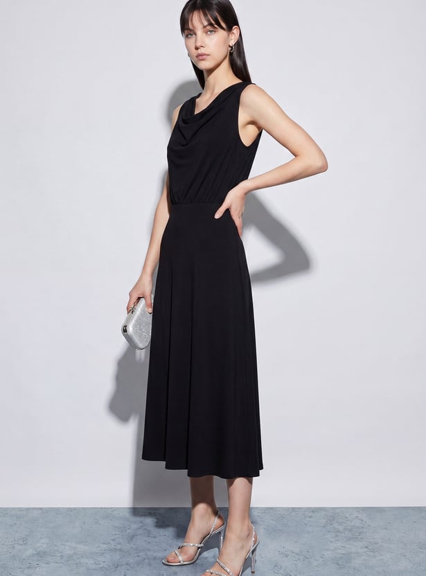 CODE Solid Fit & Flare Dress