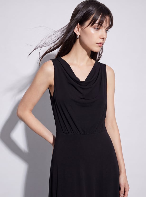CODE Solid Fit & Flare Dress