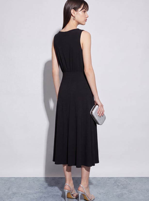 CODE Solid Fit & Flare Dress