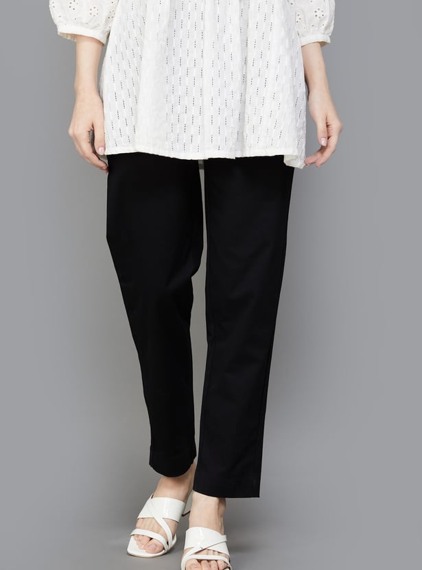 GO COLORS Solid Straight Pants
