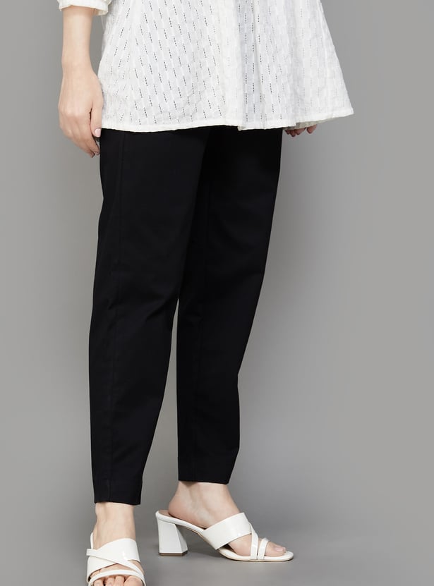 GO COLORS Solid Straight Pants