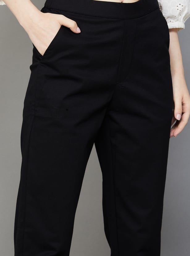 GO COLORS Solid Straight Pants