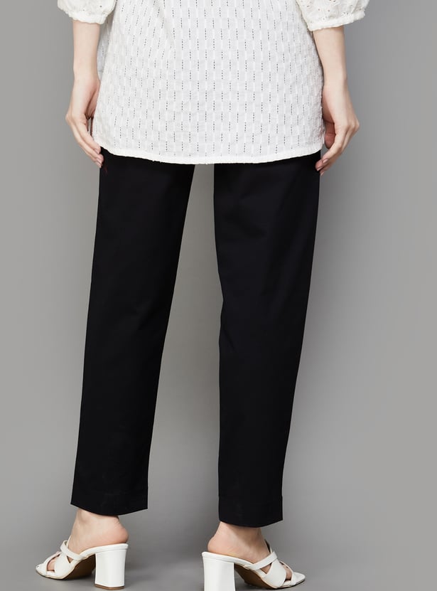 GO COLORS Solid Straight Pants