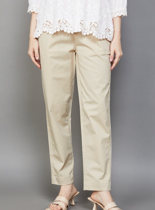 GO COLORS Solid Straight Pants