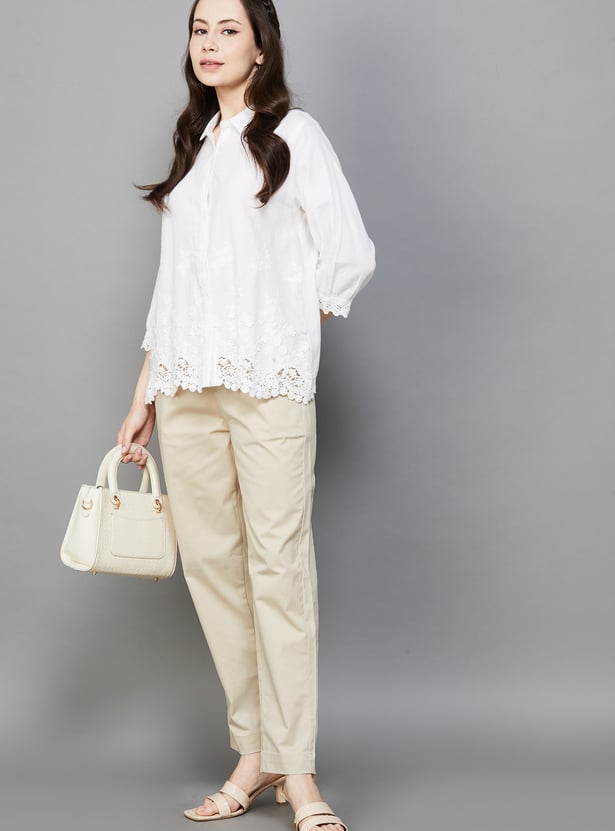 GO COLORS Solid Straight Pants