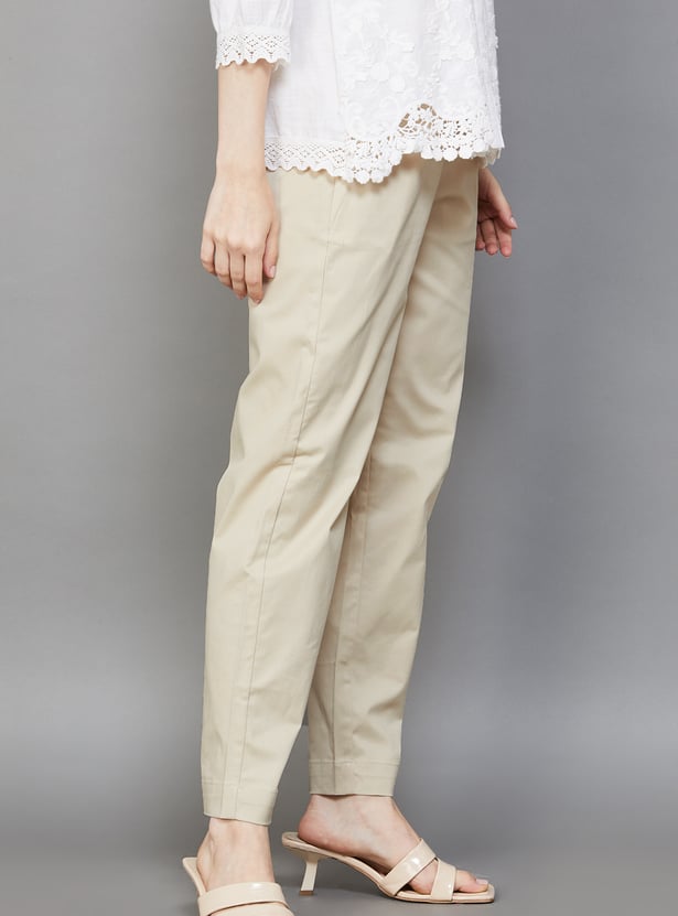 GO COLORS Solid Straight Pants