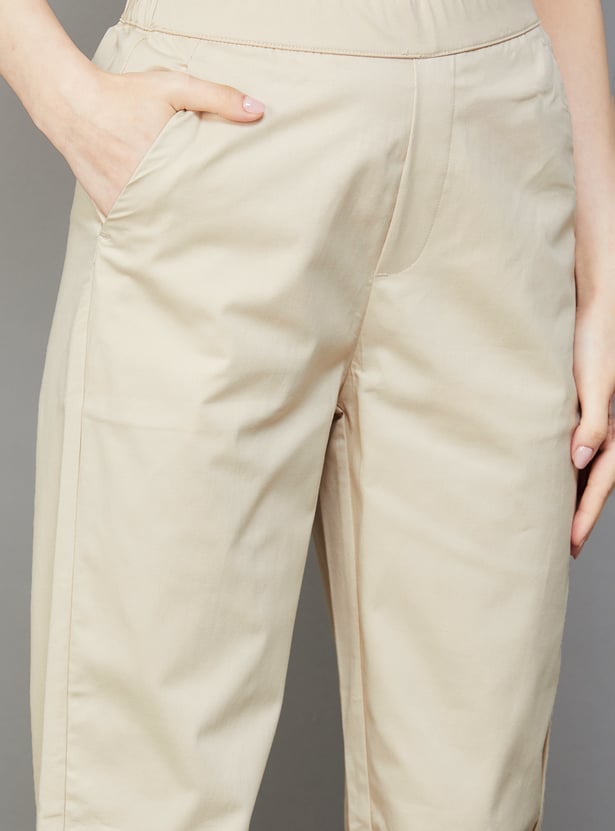 GO COLORS Solid Straight Pants