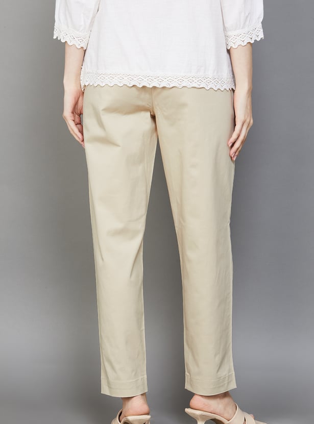 GO COLORS Solid Straight Pants