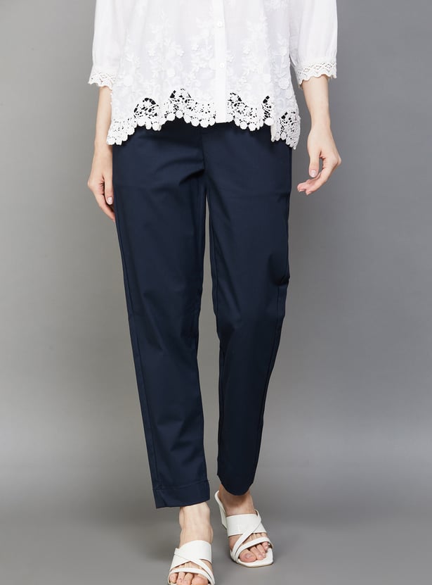 GO COLORS Solid Straight Pants