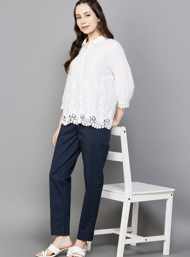 GO COLORS Solid Straight Pants