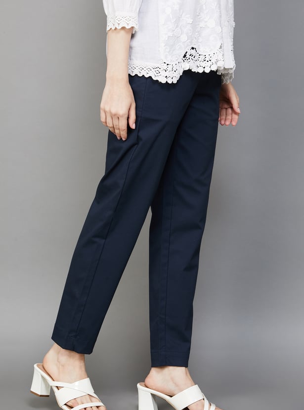 GO COLORS Solid Straight Pants