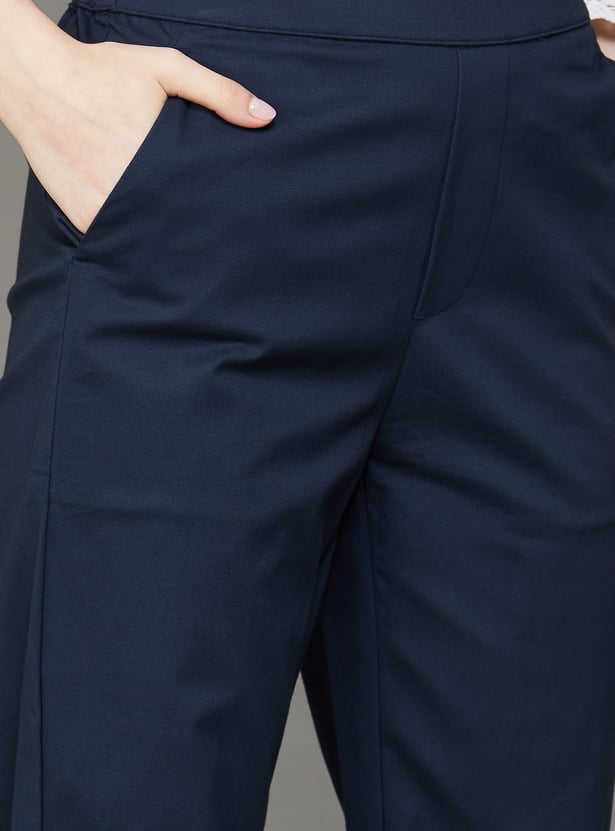 GO COLORS Solid Straight Pants