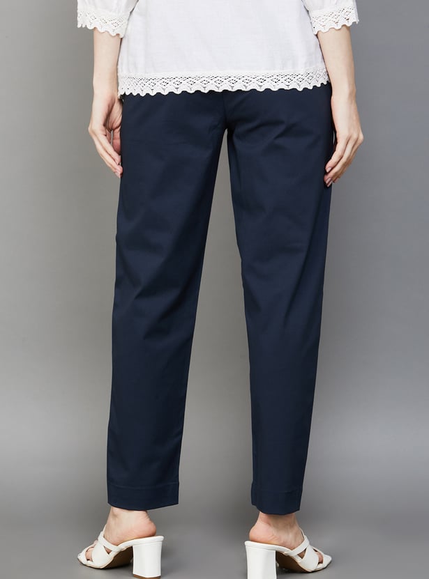 GO COLORS Solid Straight Pants