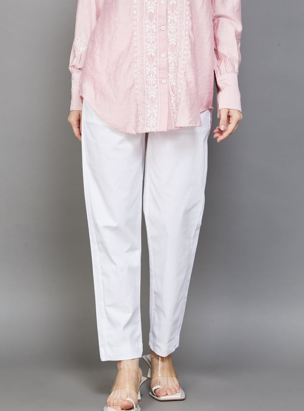 GO COLORS Solid Straight Pants