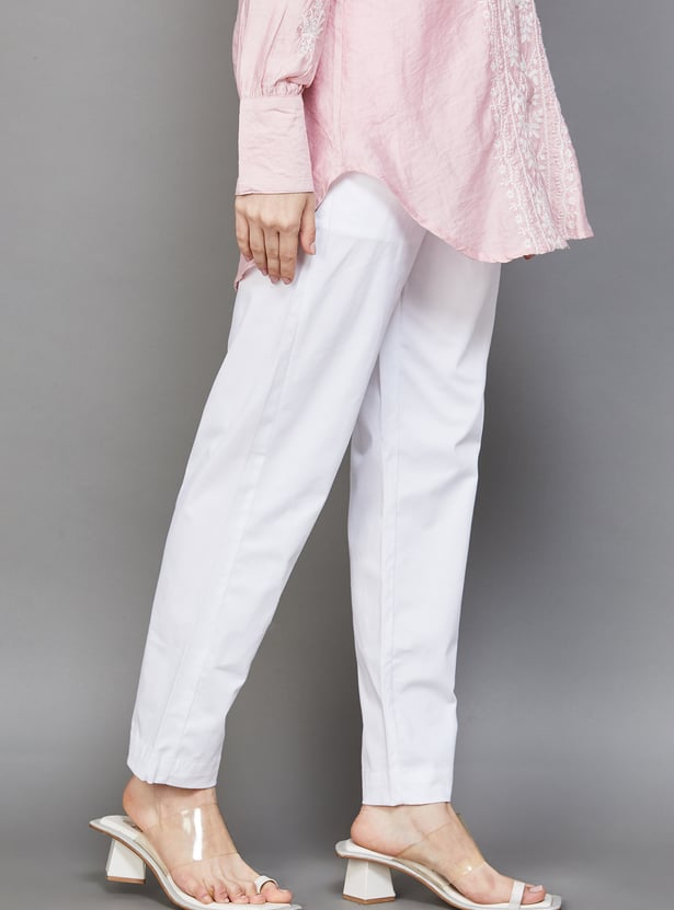 GO COLORS Solid Straight Pants