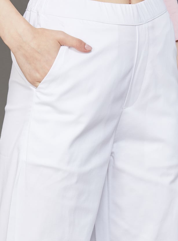 GO COLORS Solid Straight Pants