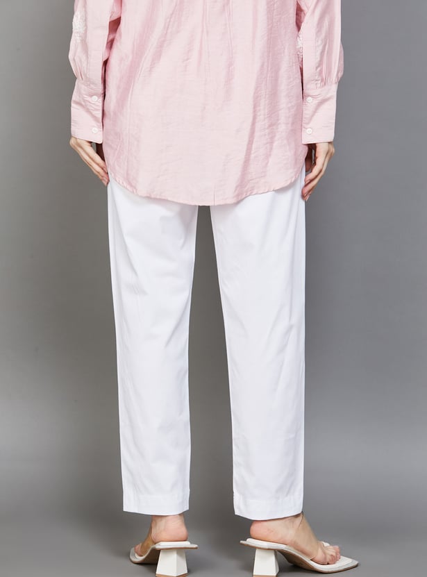 GO COLORS Solid Straight Pants