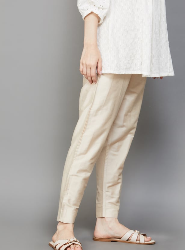 GO COLORS Solid Straight Pants