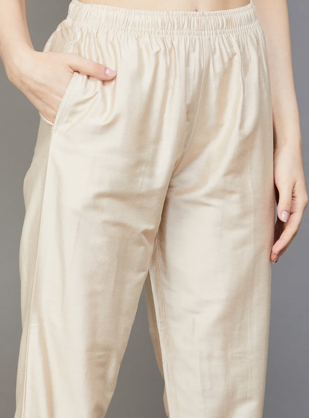 GO COLORS Solid Straight Pants
