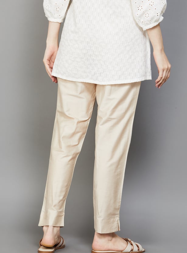 GO COLORS Solid Straight Pants