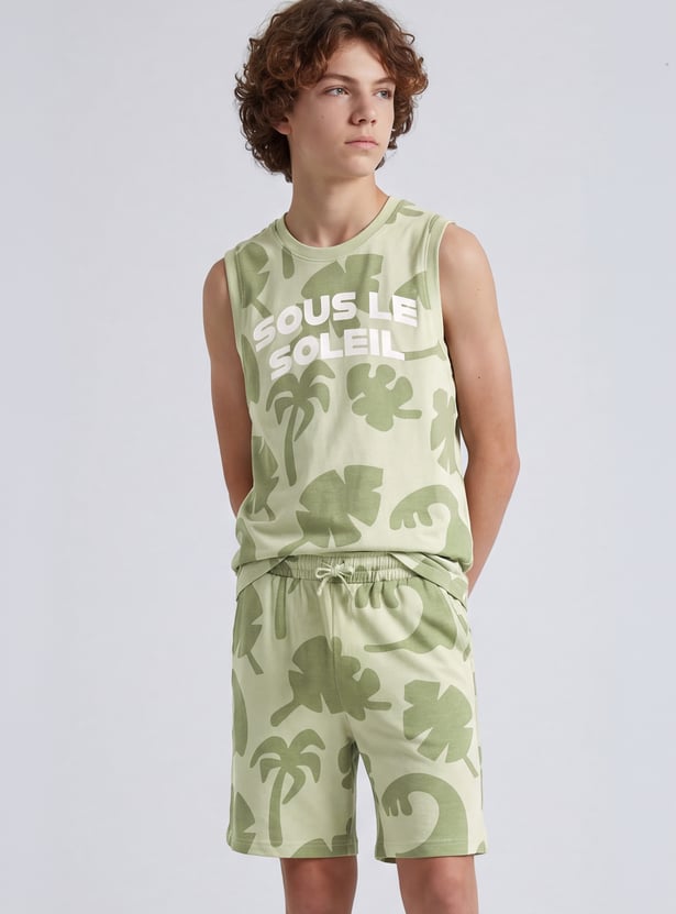 FAME FOREVER Boys Graphic Print T-shirt with Shorts