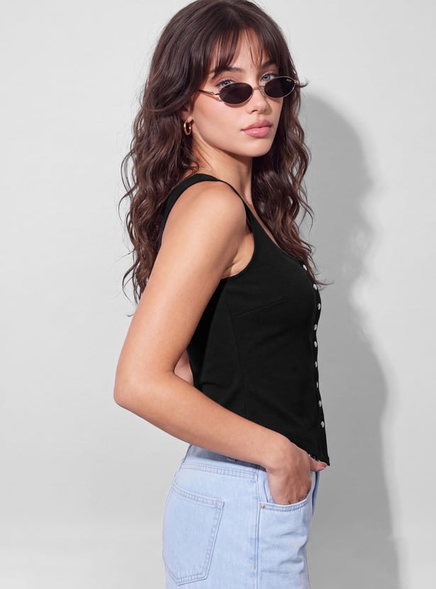 GINGER Solid Square Neck Top