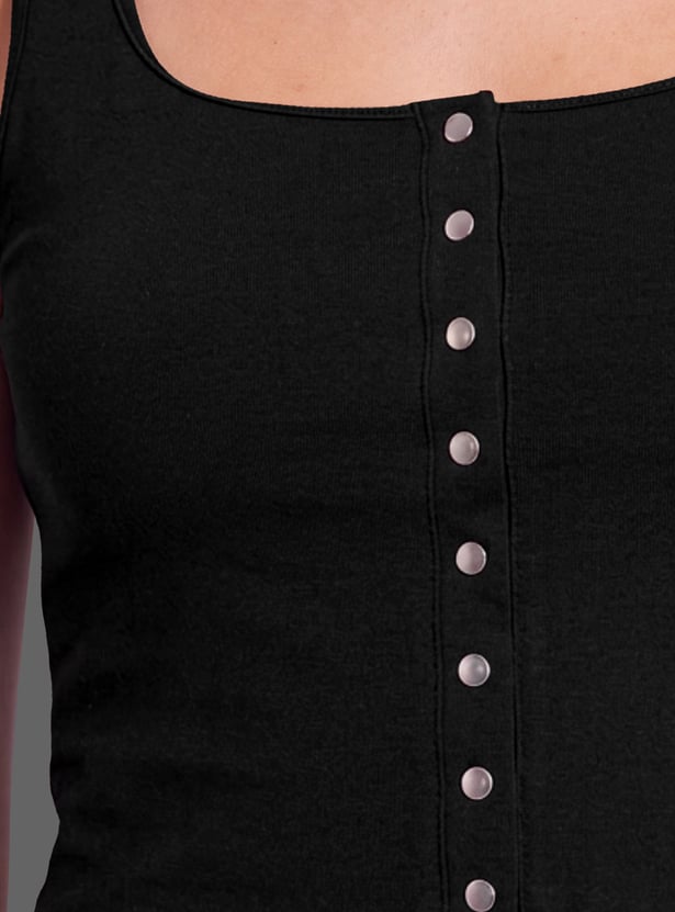 GINGER Solid Square Neck Top