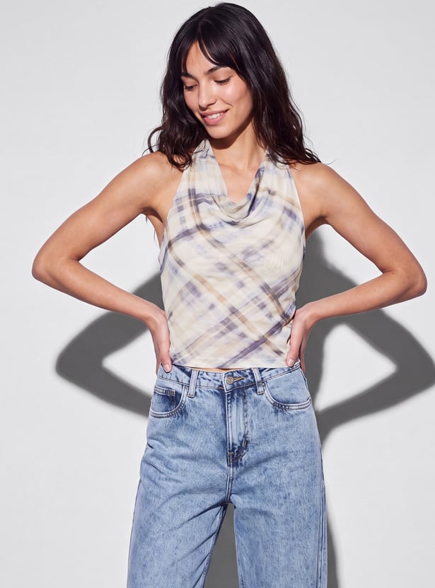 GINGER Checked Halter Neck Top
