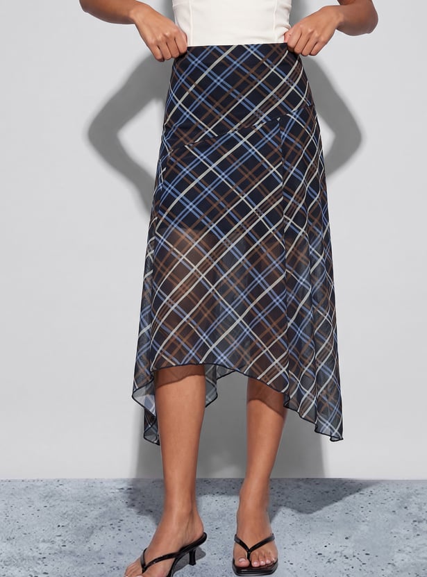 GINGER Checked Asymmetric Skirt
