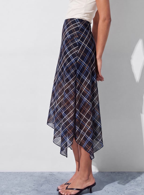 GINGER Checked Asymmetric Skirt