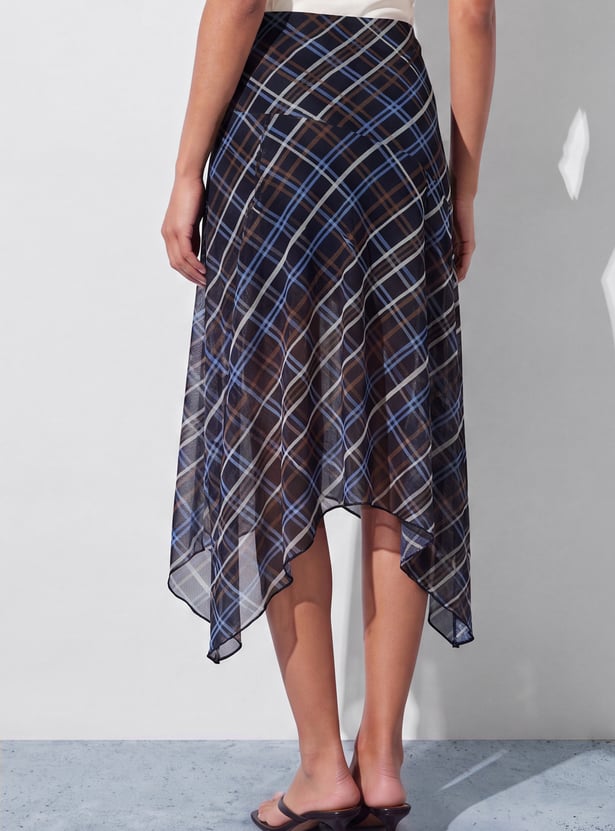 GINGER Checked Asymmetric Skirt