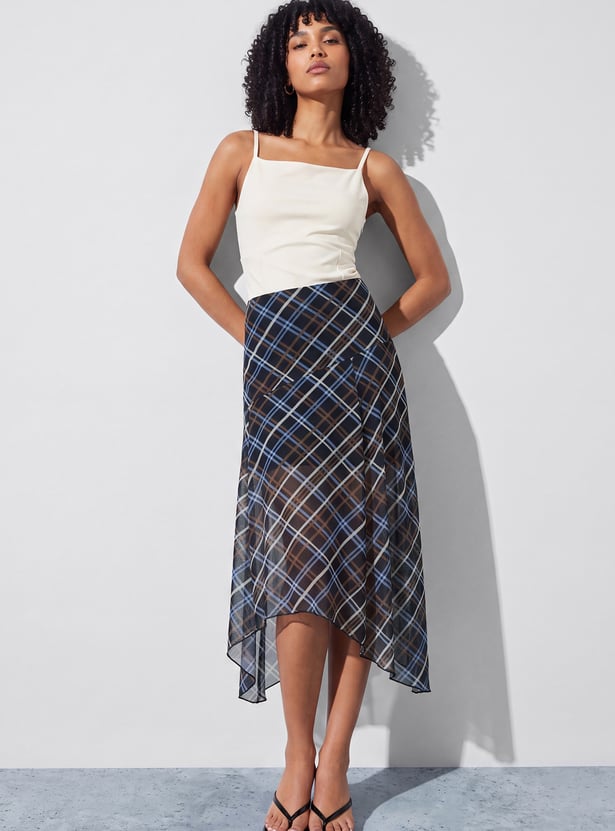 GINGER Checked Asymmetric Skirt